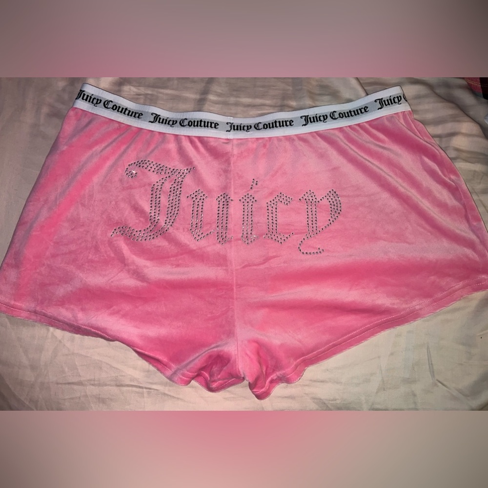 Juicy Couture Women Bling Logo Pink Velour Pajama Shorts